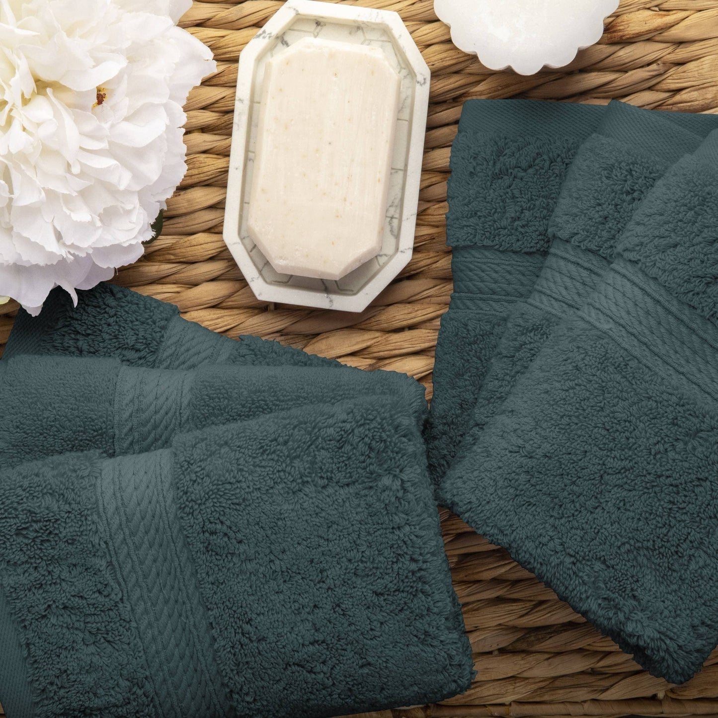 Set di 6 asciugamani per il viso in cotone egiziano di qualità superiore, pesanti