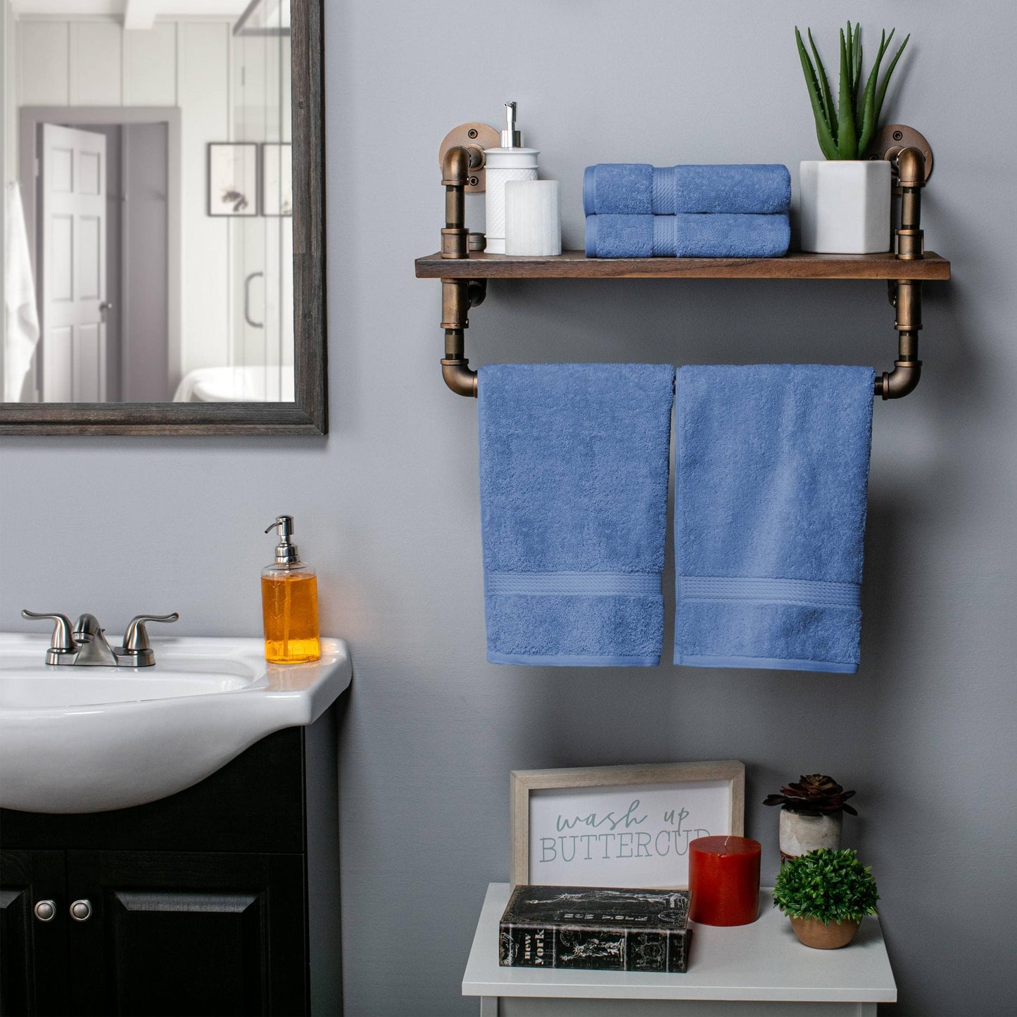 Set di 4 asciugamani in cotone egiziano di qualità superiore, di alta qualità e di grande spessore