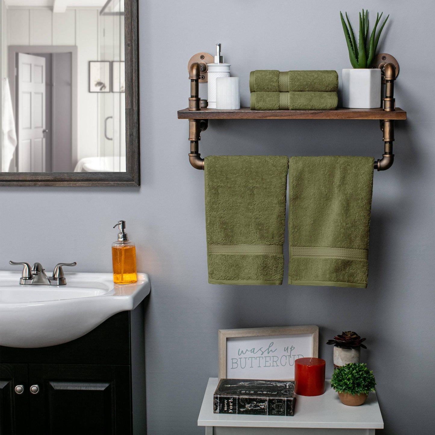 Set di 4 asciugamani in cotone egiziano di qualità superiore, di alta qualità e di grande spessore