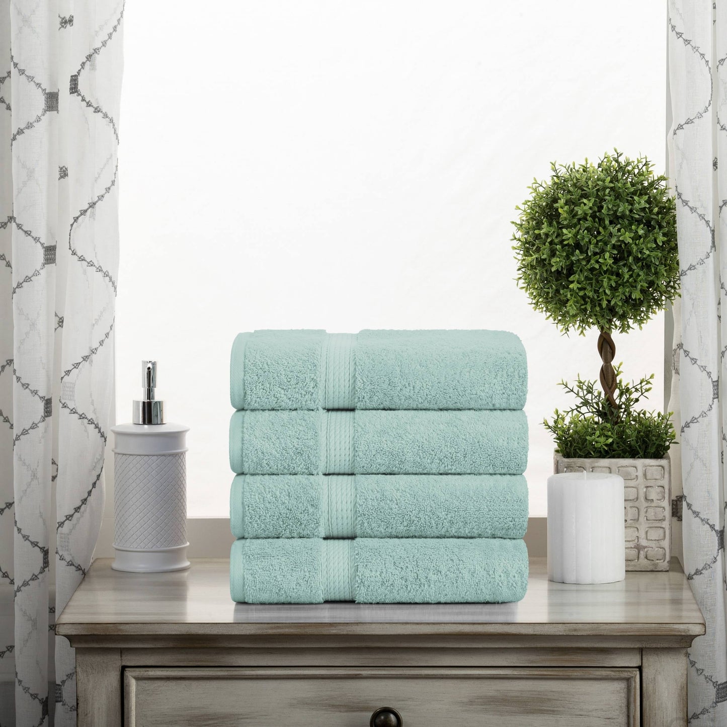 Set di 4 asciugamani in cotone egiziano di qualità superiore, di alta qualità e di grande spessore