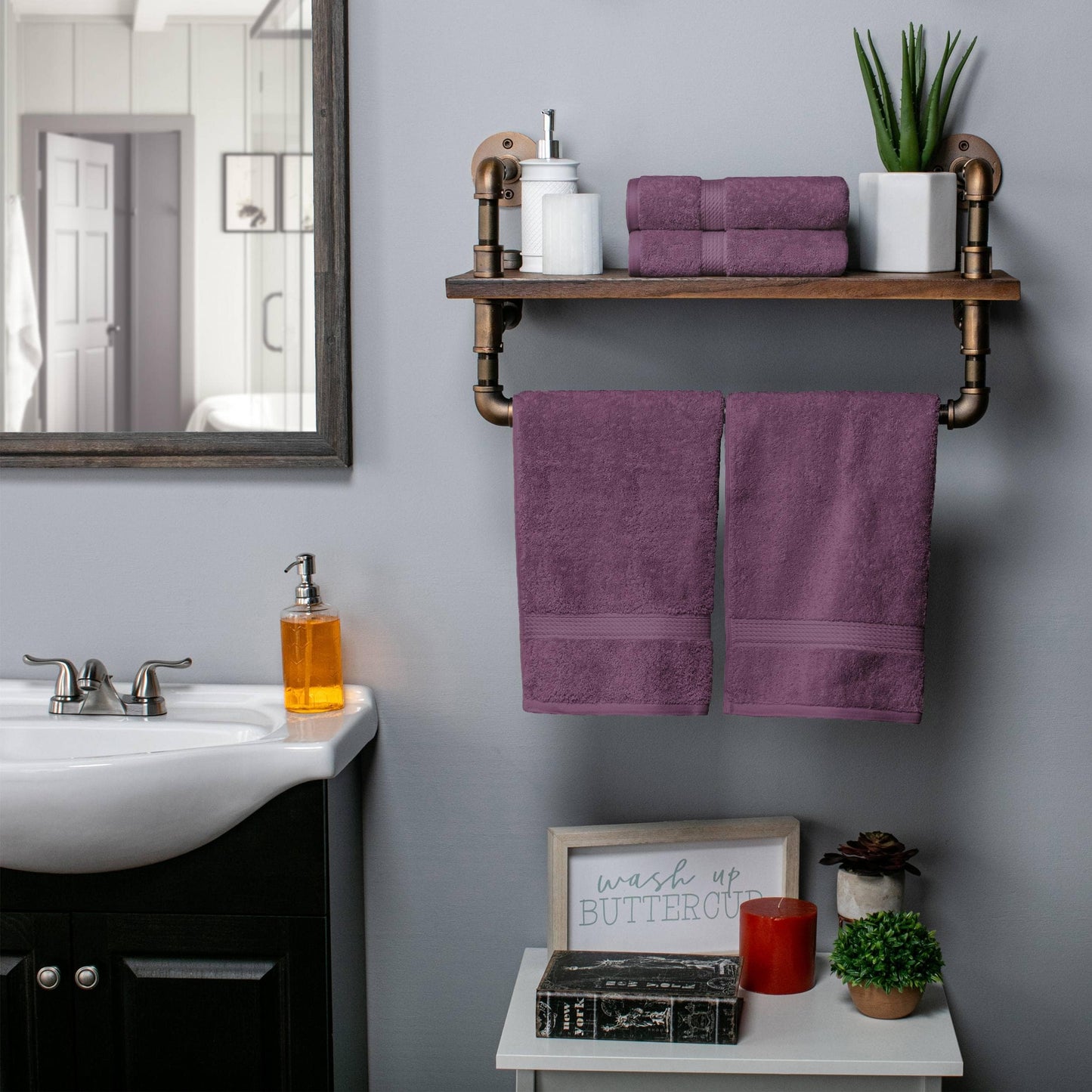 Set di 4 asciugamani in cotone egiziano di qualità superiore, di alta qualità e di grande spessore