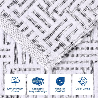 Set di asciugamani da bagno 3 pezzi in morbido jacquard moderno di cotone Jasper di qualità superiore