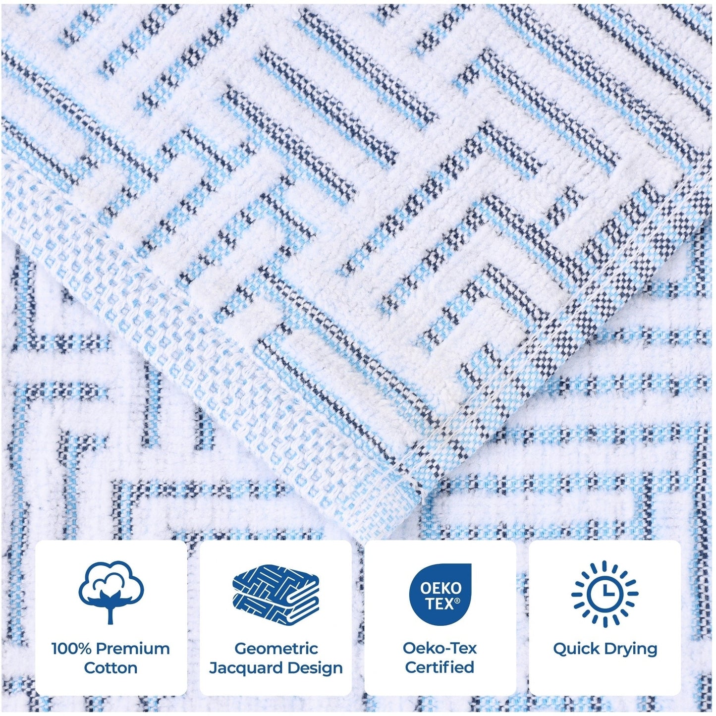 Set di asciugamani da bagno 3 pezzi in morbido jacquard moderno di cotone Jasper di qualità superiore