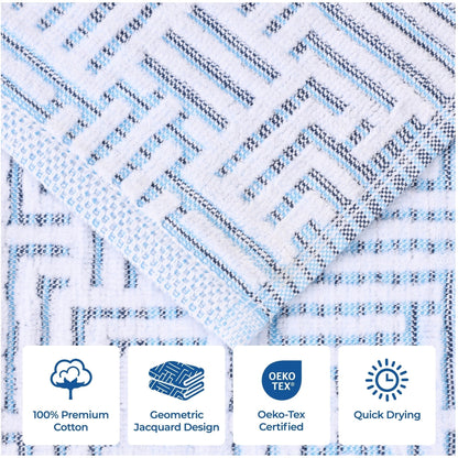 Set di asciugamani da bagno 3 pezzi in morbido jacquard moderno di cotone Jasper di qualità superiore