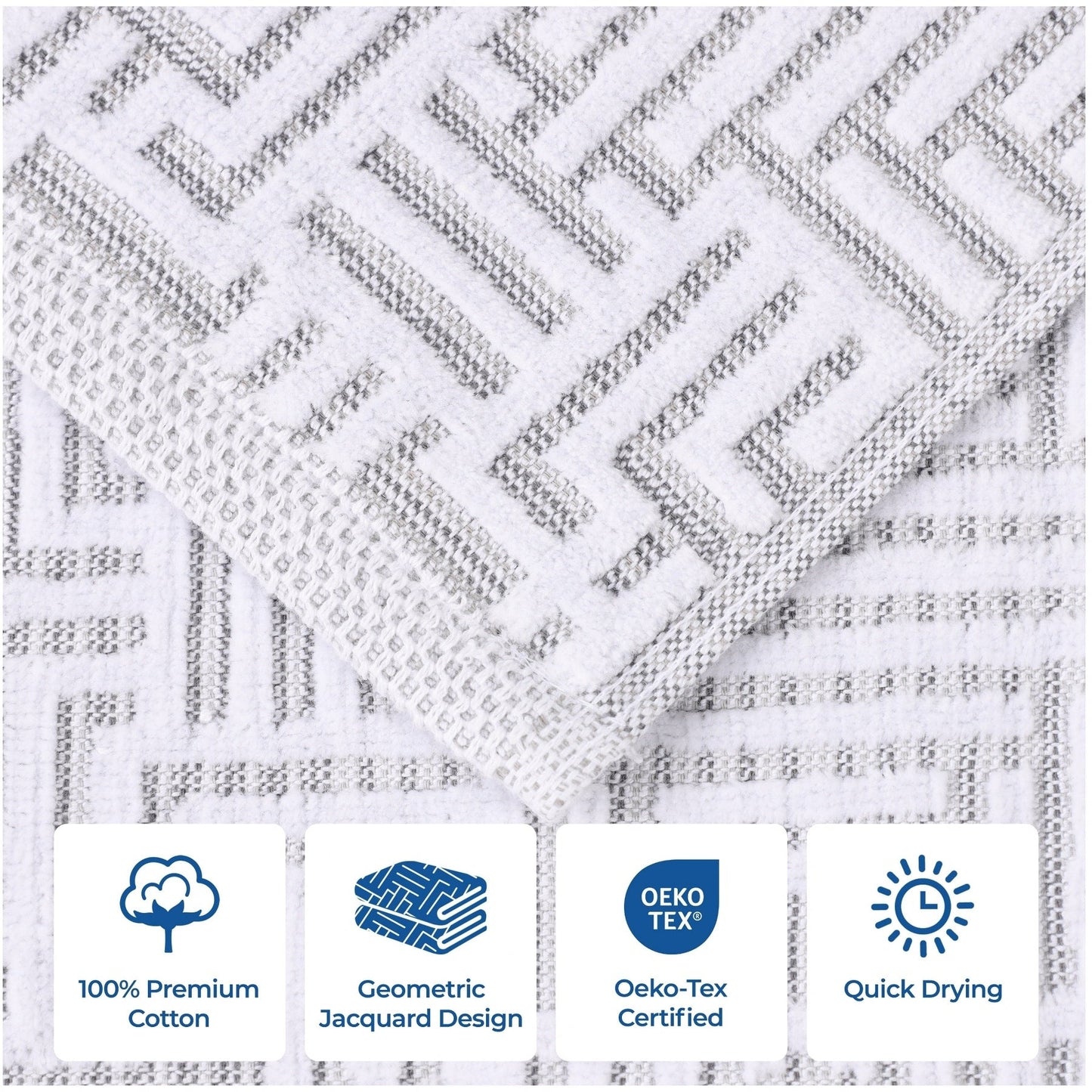 Set di asciugamani da bagno 3 pezzi in morbido jacquard moderno di cotone Jasper di qualità superiore