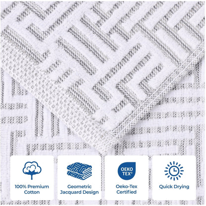 Set di asciugamani da bagno 3 pezzi in morbido jacquard moderno di cotone Jasper di qualità superiore