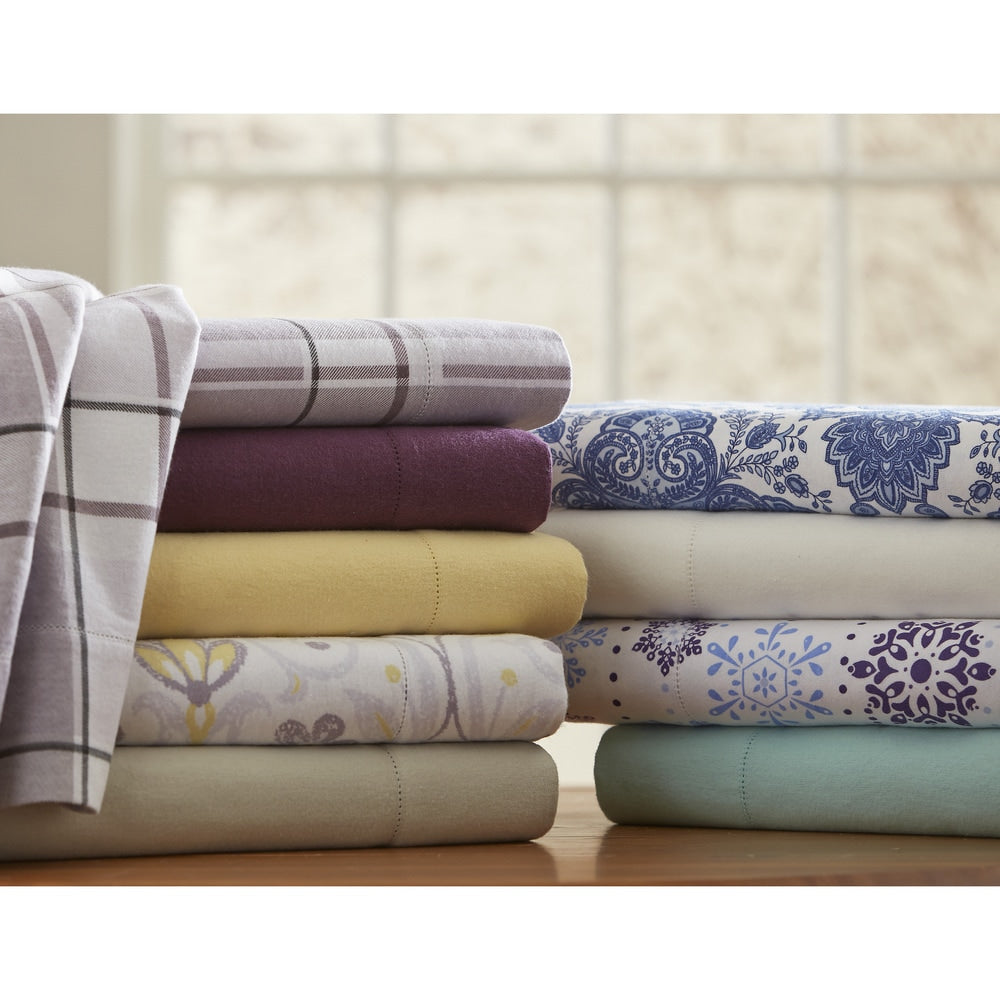 Set di lenzuola con tasche profonde in flanella di cotone pesante di qualità superiore Pointehaven da 200 g/m²