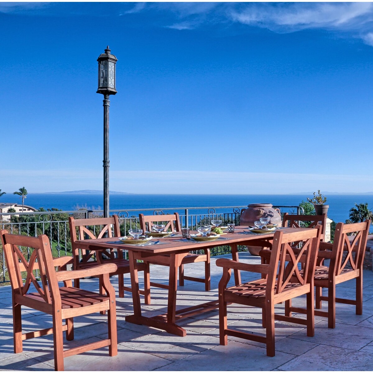 Tavolo allungabile rettangolare da 91 pollici e poltrona Surfside, set da pranzo da 7 pezzi di Havenside Home