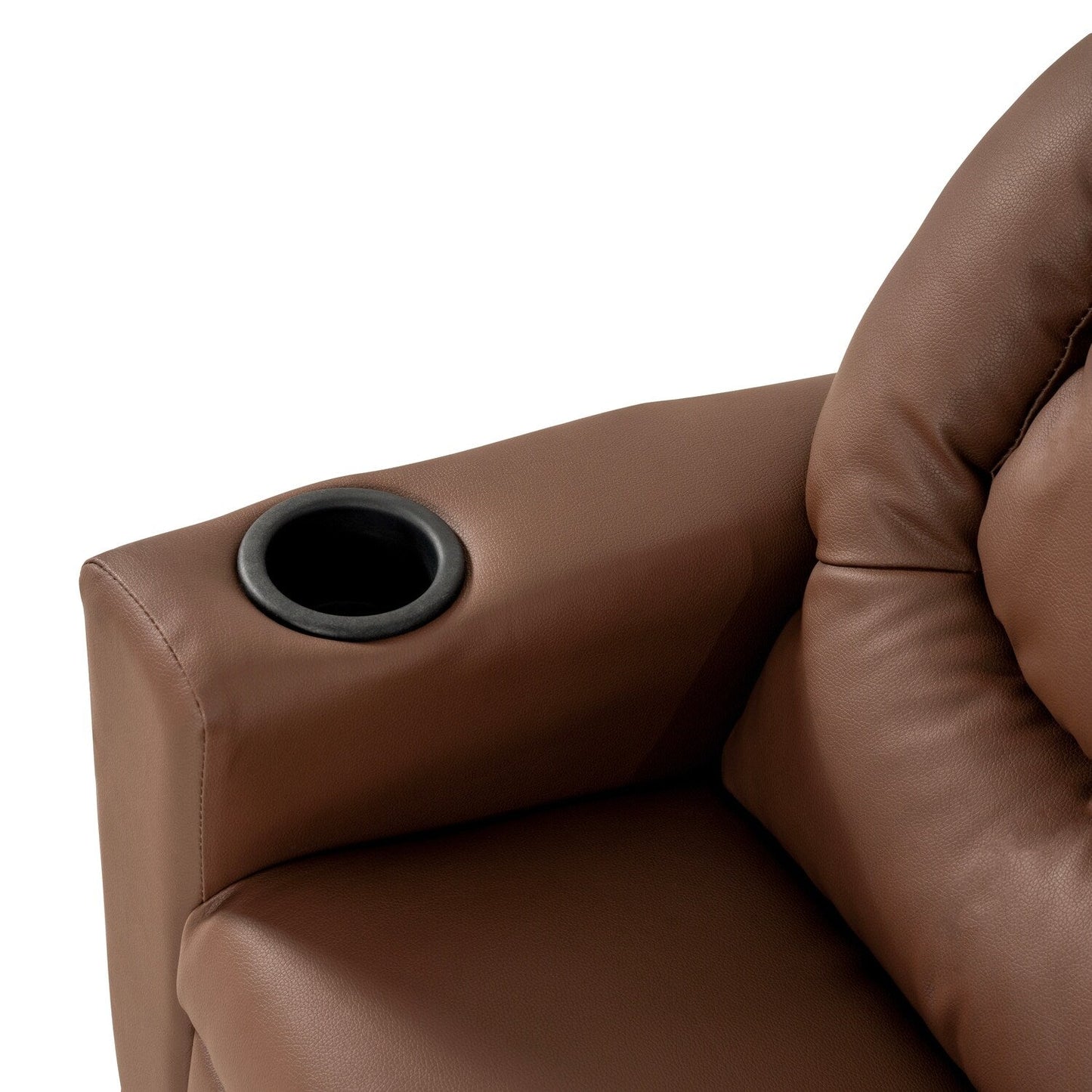 Poltrona reclinabile in PVC per bambini con funzione di reclinazione push-back, portabicchieri e comodo poggiapiedi