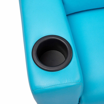 Poltrona reclinabile in PVC per bambini con funzione di reclinazione push-back, portabicchieri e comodo poggiapiedi