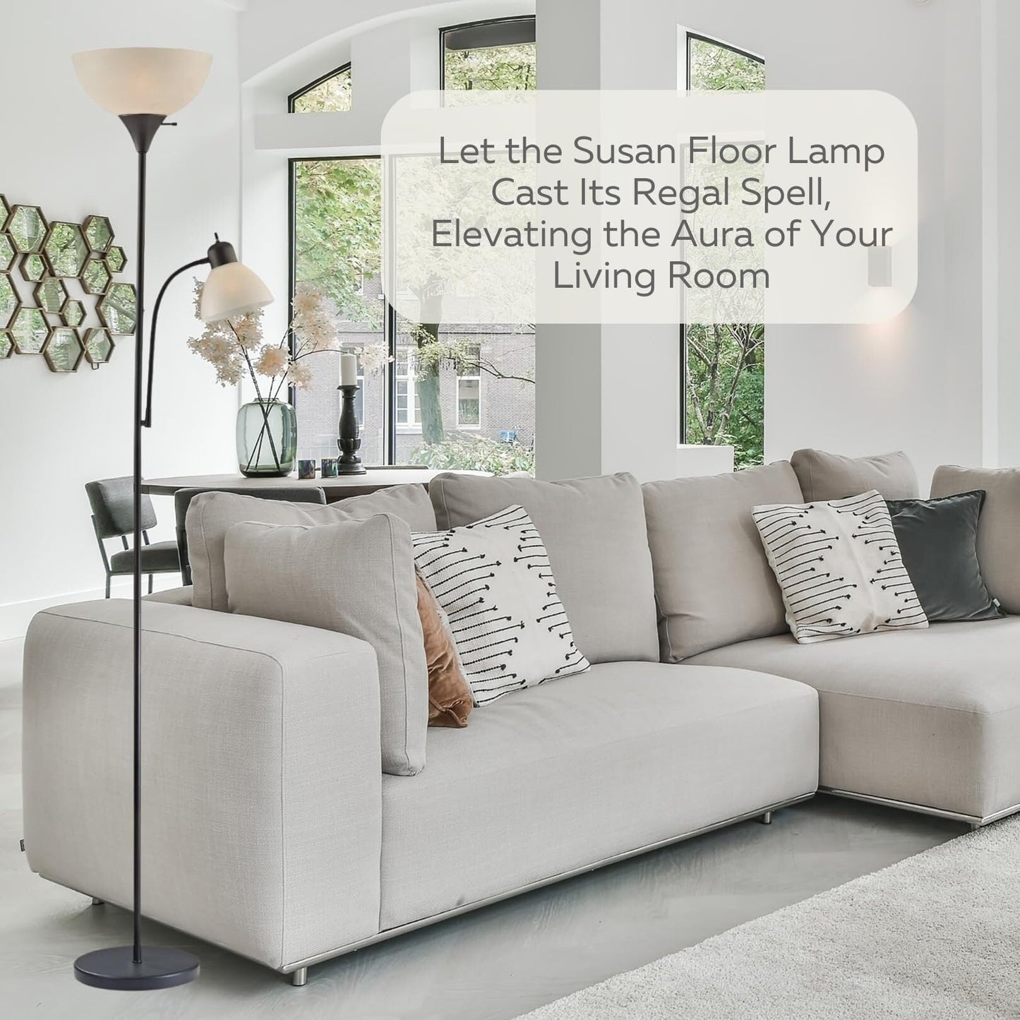 Lampada da terra bianca LIGHTACCENTS con paralume conico bianco opalino – Lampade da terra, lampade da terra a torcia per soggiorno, camera da letto...