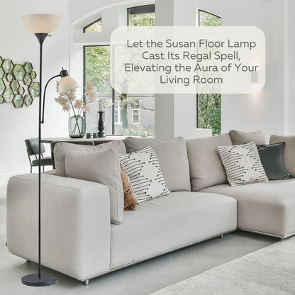 Lampada da terra bianca LIGHTACCENTS con paralume conico bianco opalino – Lampade da terra, lampade da terra a torcia per soggiorno, camera da letto...