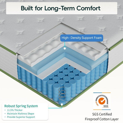 Materasso in memory foam ibrido in gel SweDrea da 10 pollici di medie dimensioni in una scatola con certificazione CertiPUR-US, SGS e OEKO-TEX
