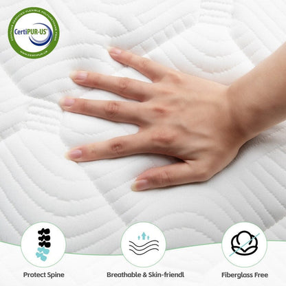 Materasso ibrido in memory foam con infusione di gel SweDrea da 10 pollici, rinfrescante e traspirante con CertiPUR-US, SGS e OEKO-TEX