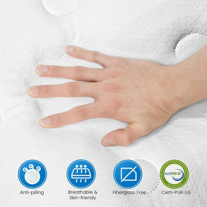 Materasso ibrido SweDrea da 10'' con livello di comfort medio, in una scatola. Materasso traspirante e rinfrescante.