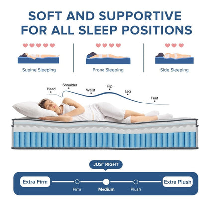 Materasso in memory foam ibrido SweDrea 12 - Sensazione media, carbone di bambù, certificato CertiPUR-US e OEKO-TEX