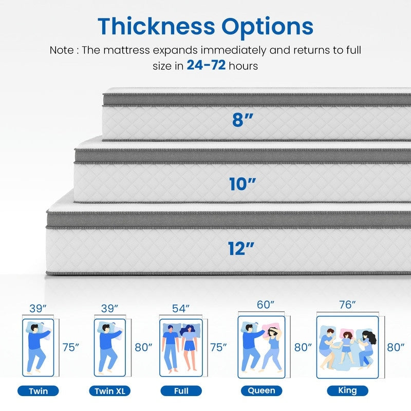 Materasso in memory foam ibrido SweDrea 12 - Sensazione media, carbone di bambù, certificato CertiPUR-US e OEKO-TEX