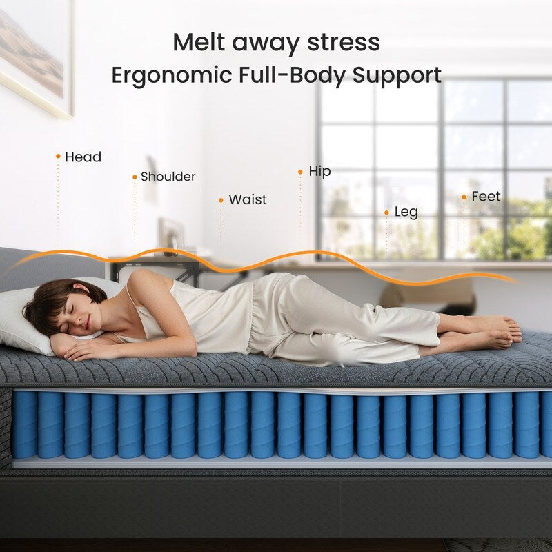 Materasso ibrido SweDrea Twin Size da 8 pollici - Sottile, traspirante e di supporto per alleviare la pressione in dormitori e appartamenti