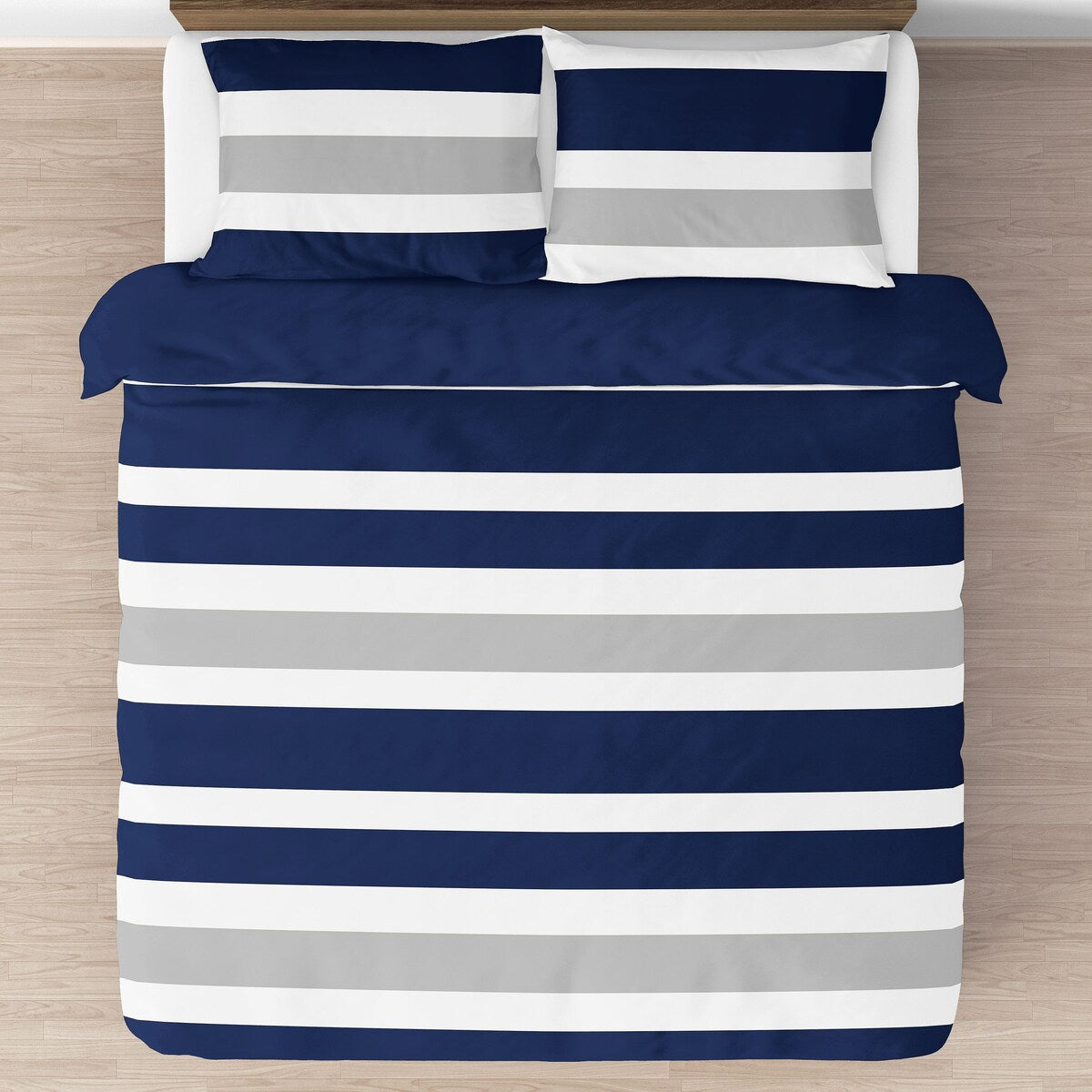 Set copripiumino matrimoniale/queen size a righe blu navy e grigie Sweet Jojo Designs, 3 pezzi