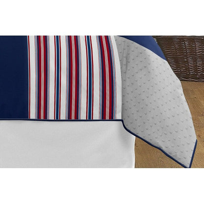 Set copripiumino per bambini Sweet Jojo Designs, 3 pezzi, per letto matrimoniale/matrimoniale, con toppa da baseball rossa, bianca e blu, collezione sportiva