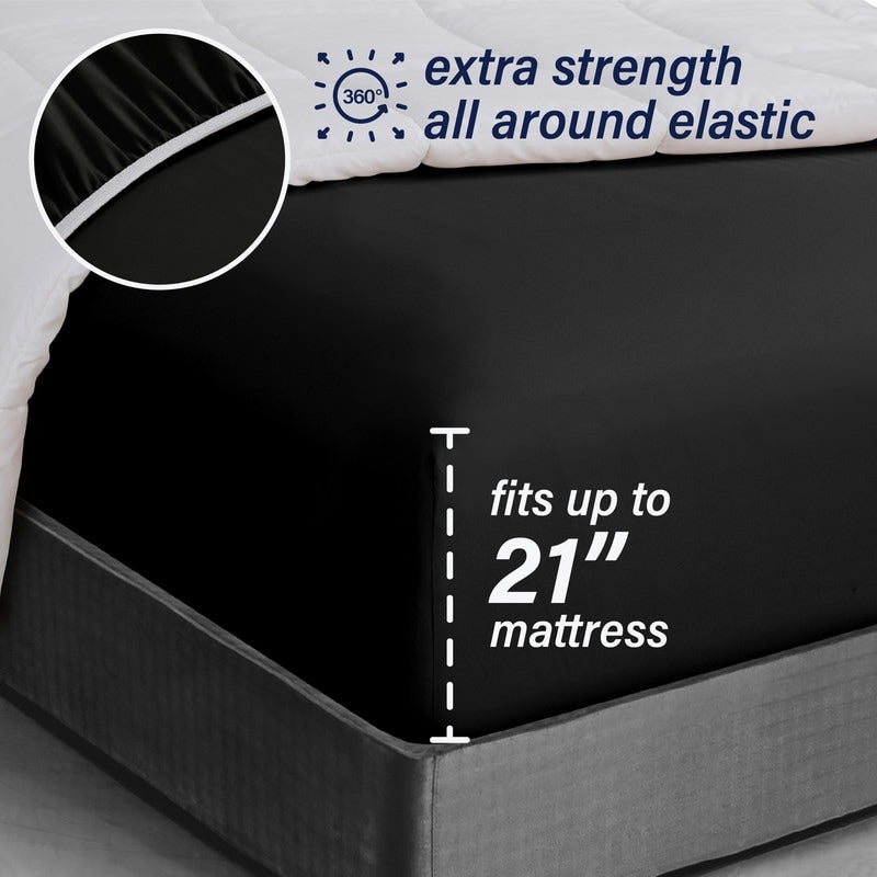 Lenzuolo con angoli singolo Swift Home in microfibra spazzolata doppia, 18-21 pollici, con tasca extra profonda