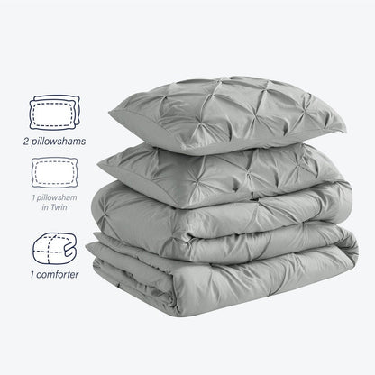 Set di piumoni in microfibra ultra morbida Swift Home Modern Diamond Pintuck, 3 pezzi