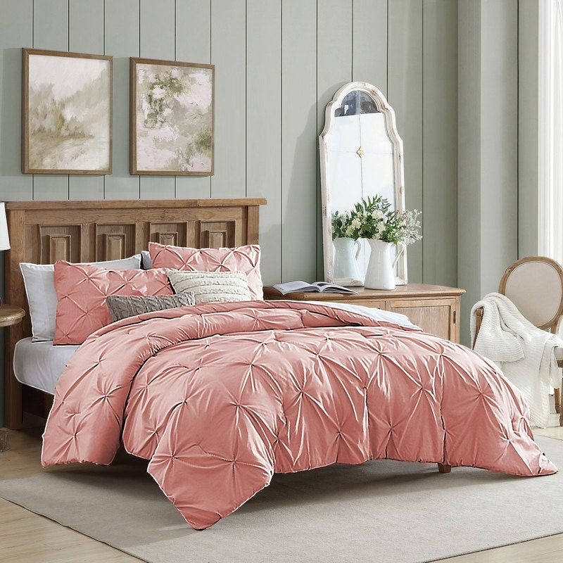 Set di piumoni in microfibra ultra morbida Swift Home Modern Diamond Pintuck, 3 pezzi