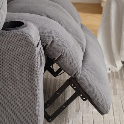 Divano reclinabile oscillante con massaggio riscaldato, con USB e 2 portabicchieri nelle tasche laterali