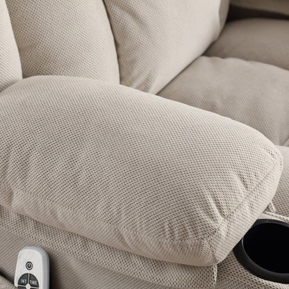 Divano reclinabile oscillante con massaggio riscaldato, con USB e 2 portabicchieri nelle tasche laterali