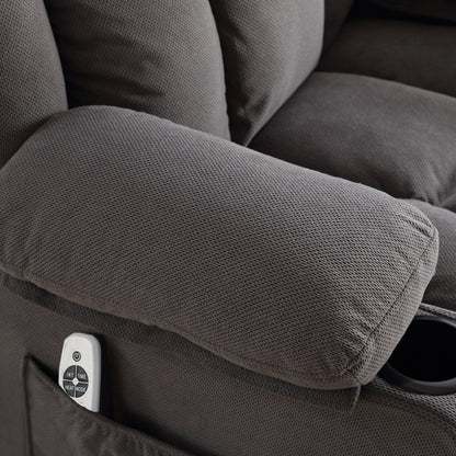 Divano reclinabile oscillante con massaggio riscaldato, con USB e 2 portabicchieri nelle tasche laterali