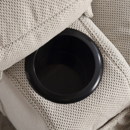 Divano reclinabile basculante con massaggio riscaldato, con USB e 2 portabicchieri nelle tasche laterali, Pacchetto A+B (BEIGE)