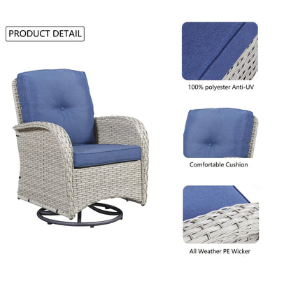 Set di mobili da esterno da 3 pezzi con sedia girevole e tavolo da giardino Gymojoy