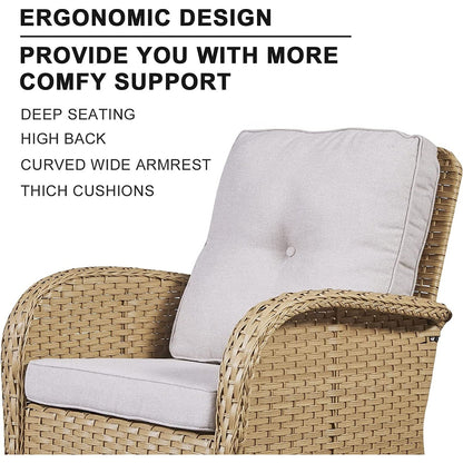 Set di mobili da esterno da 3 pezzi con sedia girevole e tavolo da giardino Gymojoy