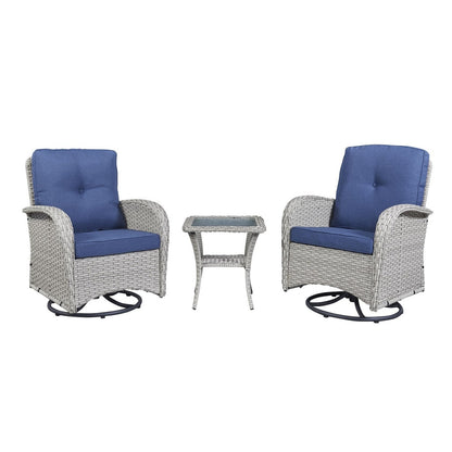 Set di mobili da esterno da 3 pezzi con sedia girevole e tavolo da giardino Gymojoy