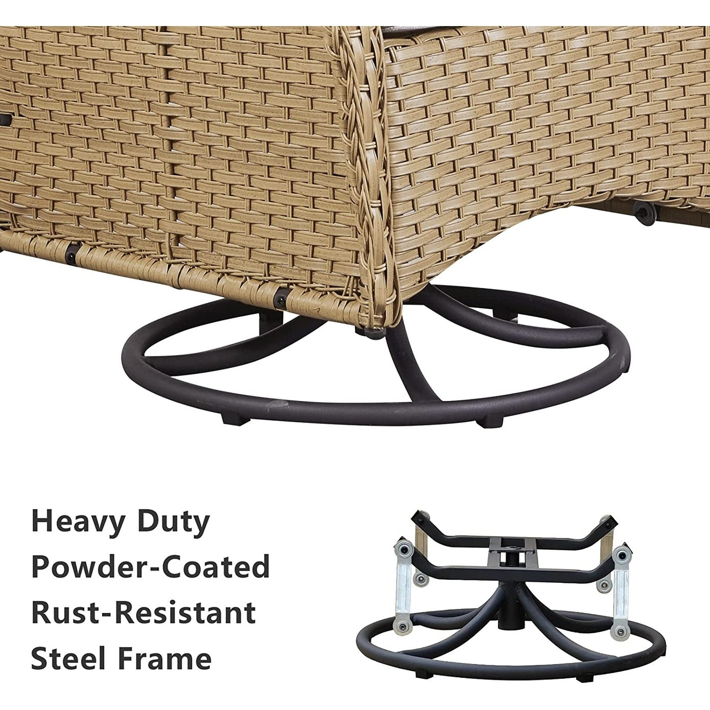 Set di mobili da esterno da 3 pezzi con sedia girevole e tavolo da giardino Gymojoy