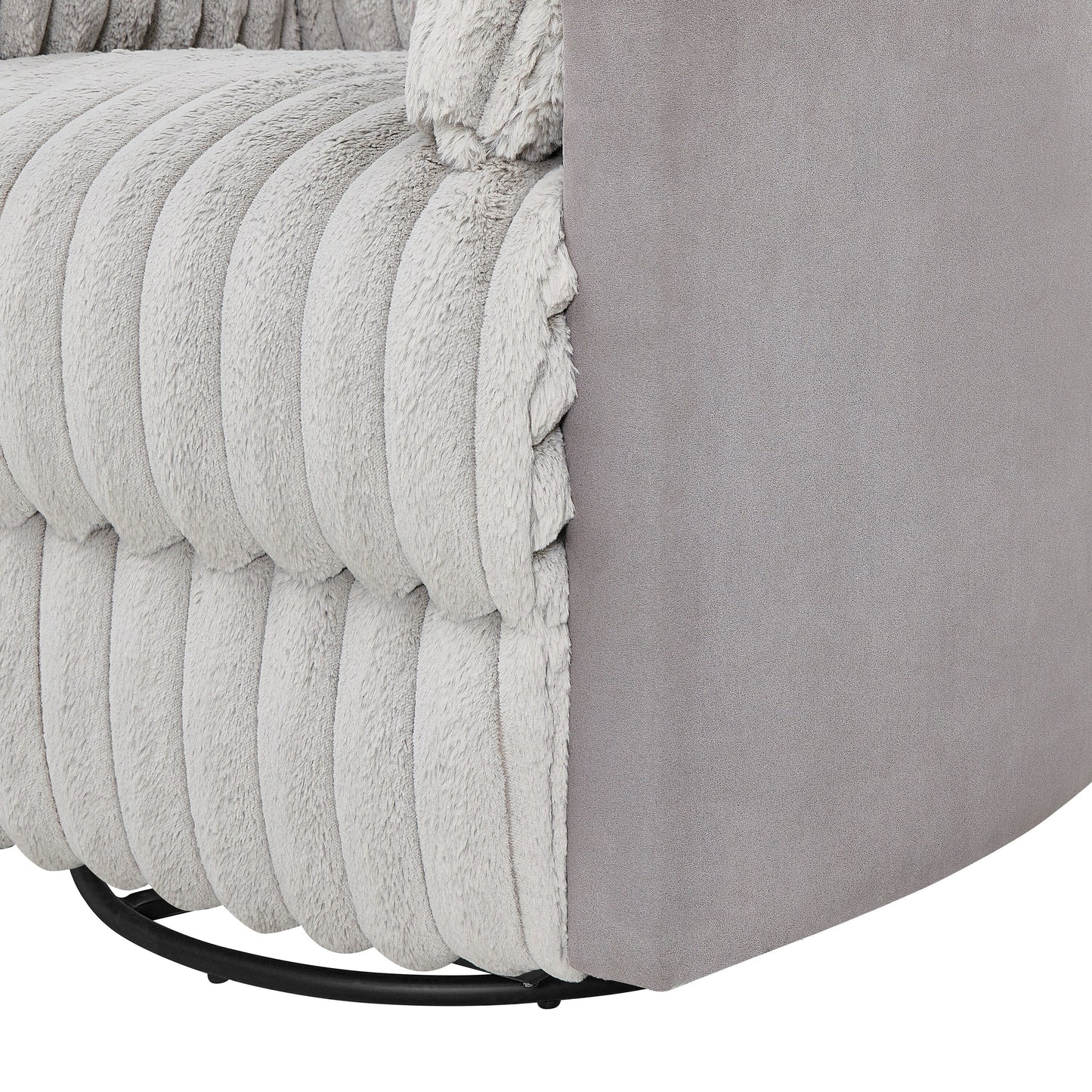 Poltrona reclinabile girevole con rotazione a 360° e reclinazione manuale - Ampia seduta in peluche, braccioli con cuscino, molle insacchettate/sinuose