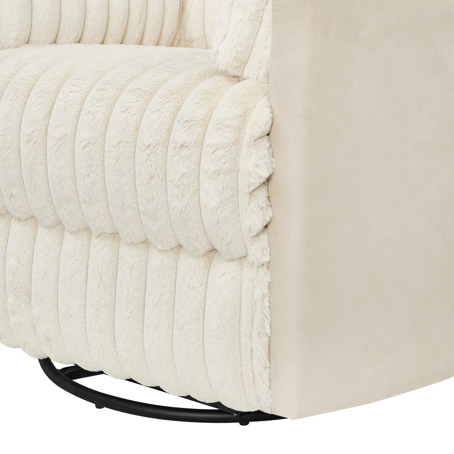 Poltrona reclinabile girevole con rotazione a 360° e reclinazione manuale - Ampia seduta in peluche, braccioli con cuscino, molle insacchettate/sinuose