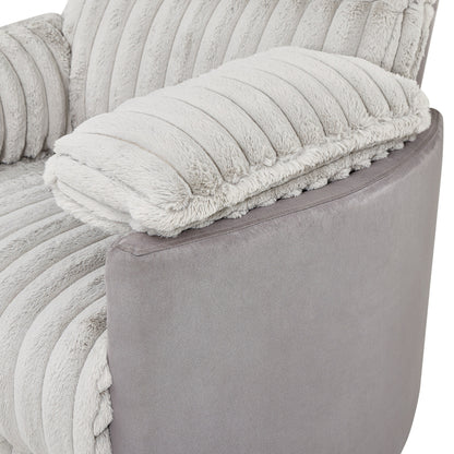 Poltrona reclinabile girevole con rotazione a 360° e reclinazione manuale - Ampia seduta in peluche, braccioli con cuscino, molle insacchettate/sinuose