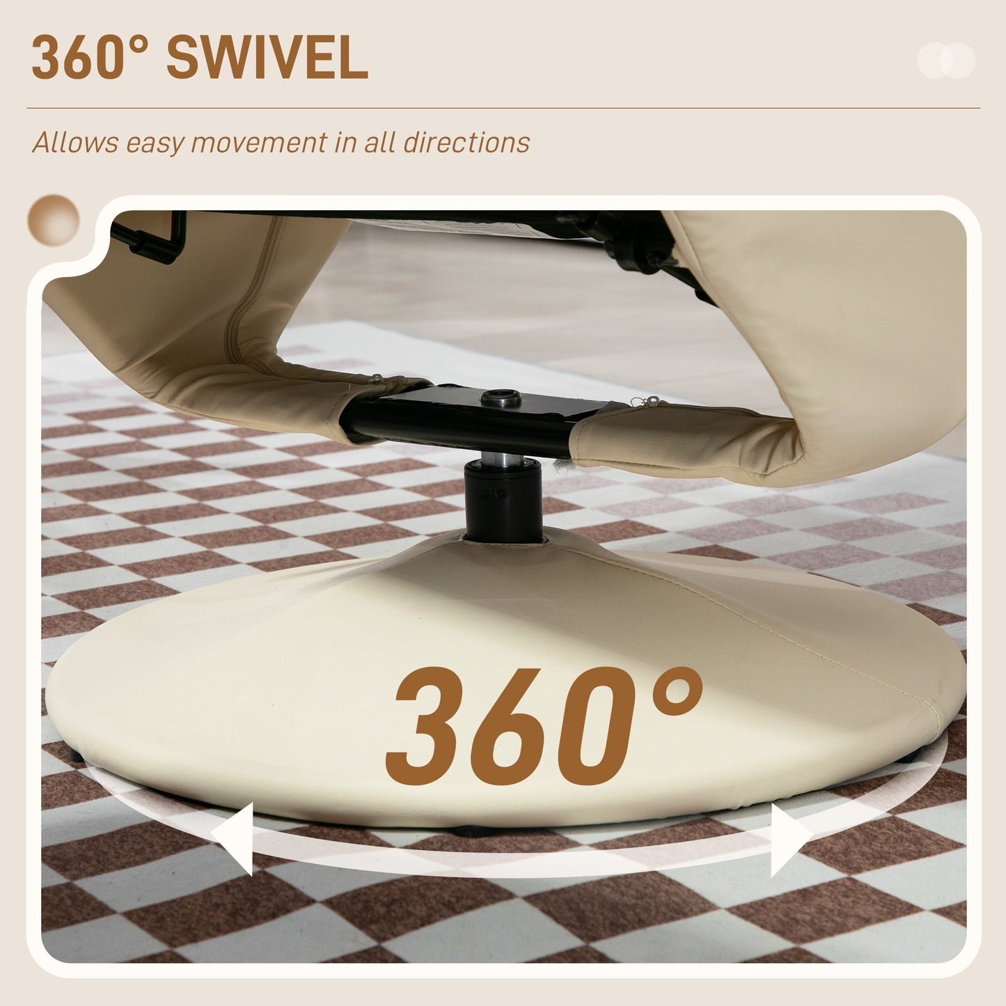 Poltrona reclinabile girevole con pouf