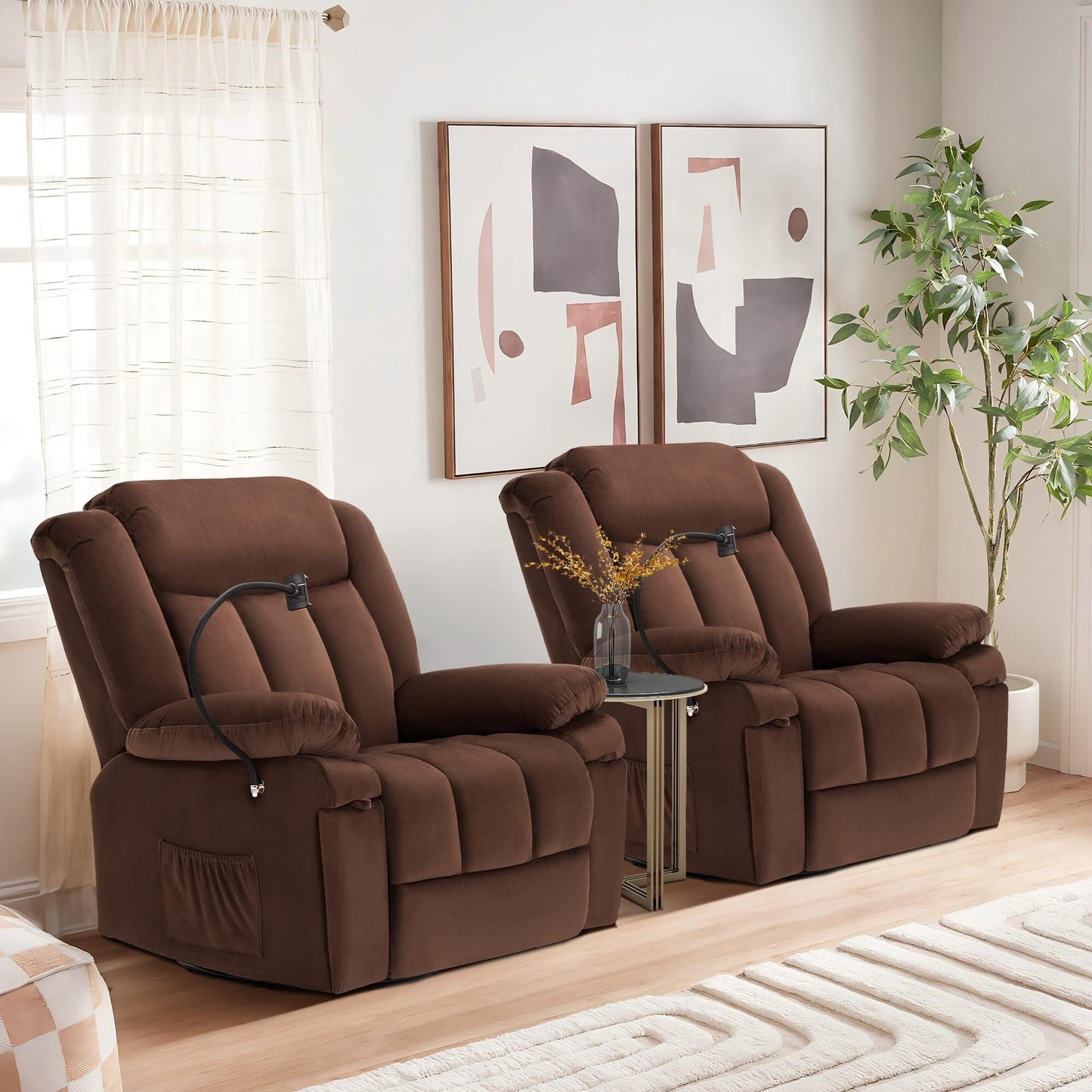 Poltrona reclinabile girevole con massaggio, riscaldamento e supporto per telefono: ideale per soggiorno, ufficio, camera da letto