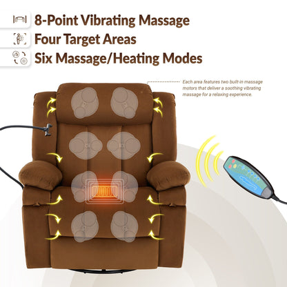 Poltrona reclinabile girevole con massaggio, riscaldamento e supporto per telefono: ideale per soggiorno, ufficio, camera da letto