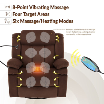 Poltrona reclinabile girevole con massaggio, riscaldamento e supporto per telefono: ideale per soggiorno, ufficio, camera da letto