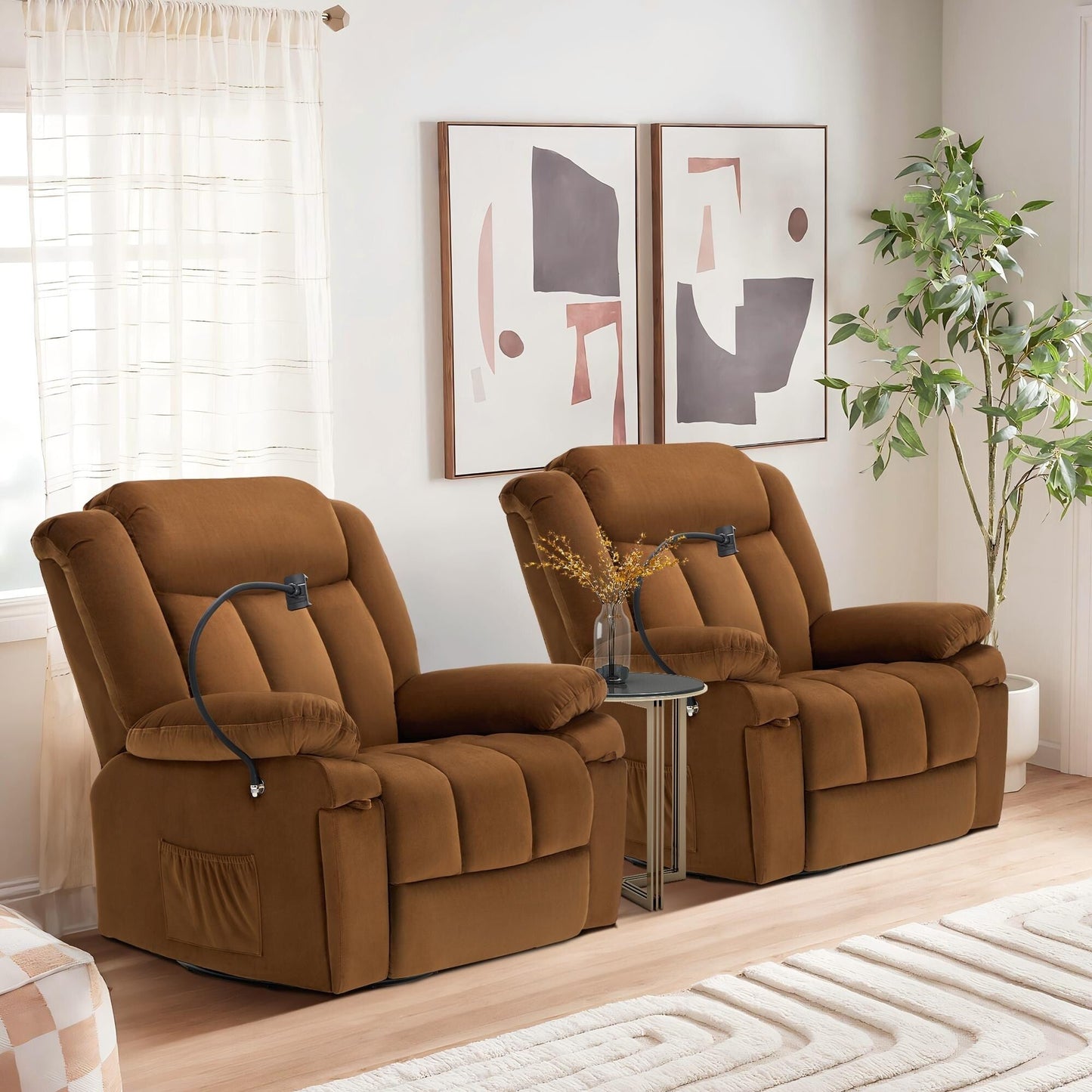 Poltrona reclinabile girevole con massaggio, riscaldamento e supporto per telefono: ideale per soggiorno, ufficio, camera da letto