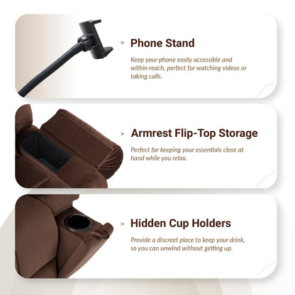 Poltrona reclinabile girevole con massaggio, riscaldamento e supporto per telefono: ideale per soggiorno, ufficio, camera da letto