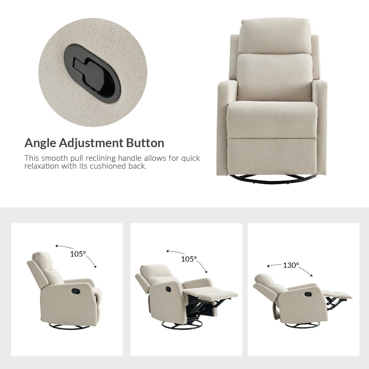 Poltrona reclinabile manuale girevole moderna Julian di HULALA HOME