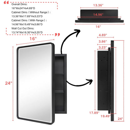 Armadietti per medicinali da bagno in metallo da incasso TEHOME Farmhouse con specchio