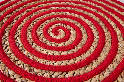 Tovaglietta - Set 1/4 Cerchio Rosso E Naturale