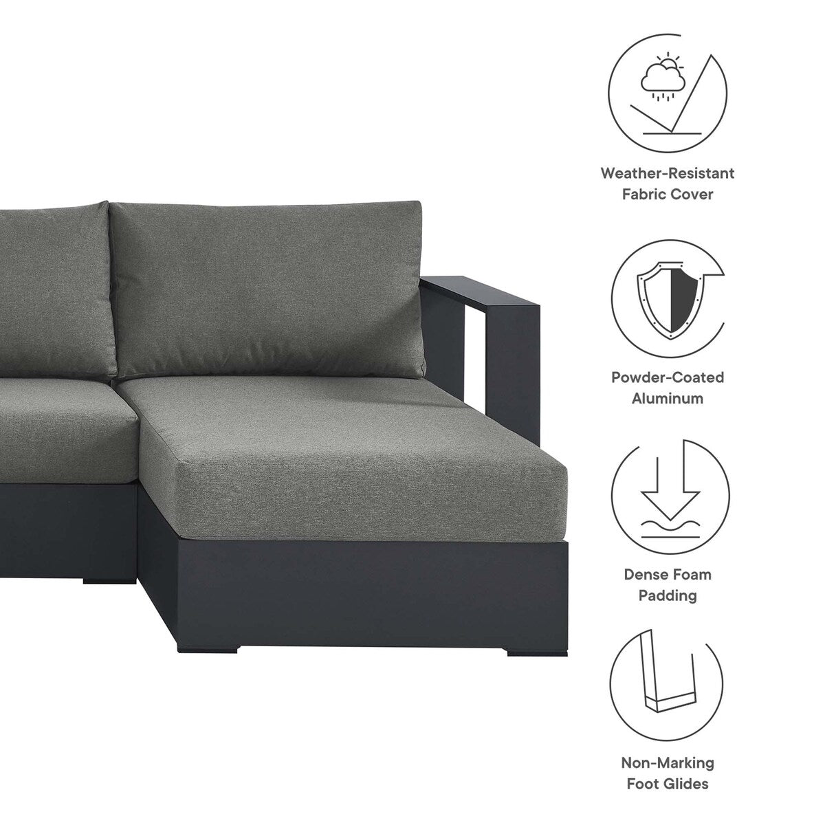 Set di divani componibili in alluminio Tahoe Patio da 4 pezzi