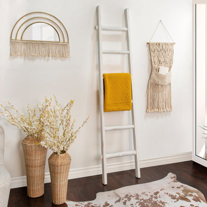 Sagebrook Home Rustic - Scala a pioli alta 6 piedi, scala decorativa indipendente per riporre oggetti - 19 x 2 x 76