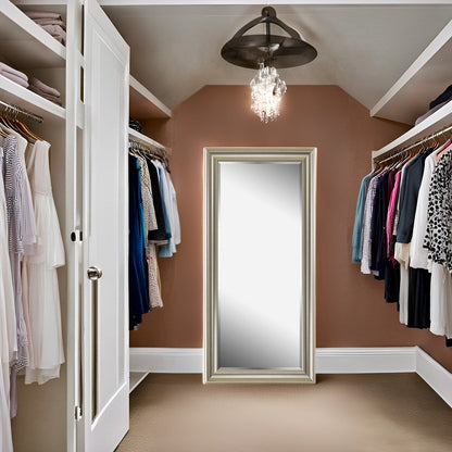 Specchio alto, specchio a figura intera, specchio di grandi dimensioni, cornice liscia in finto legno, specchio rettangolare da parete